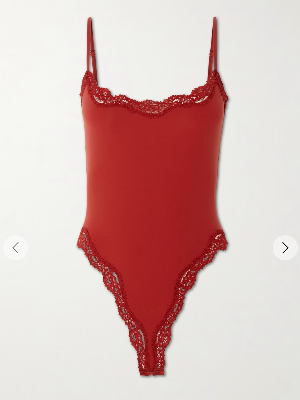 Skims Valentines Day Red Lace Trim Bodysuit
